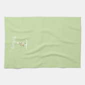 Aquarell botanisches blaues Initialen-Monogramm Geschirrtuch (Horizontal)