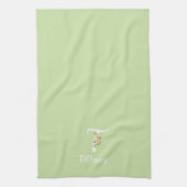Aquarell botanisches blaues Initialen-Monogramm Geschirrtuch (Vertikal)