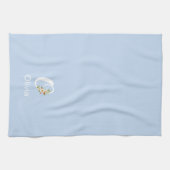 Aquarell botanisches blaues Initialmonogramm Geschirrtuch (Horizontal)
