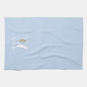 Aquarell botanisches blaues Initialmonogramm Geschirrtuch (Horizontal)