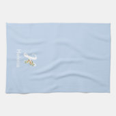 Aquarell botanisches blaues Initialmonogramm Geschirrtuch (Horizontal)