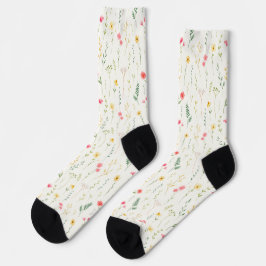 Aquarell, botanisches Blumenmuster der Wildblume Socken