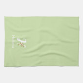Aquarell botanisches grünes Initialmonogramm Geschirrtuch (Horizontal)