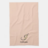 Aquarell botanisches helles Pfirsich-Initialen-Mon Geschirrtuch (Vertikal)