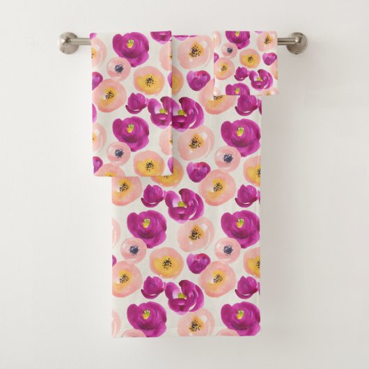 Aquarell-botanisches Muster Badhandtuch Set (Insitu)