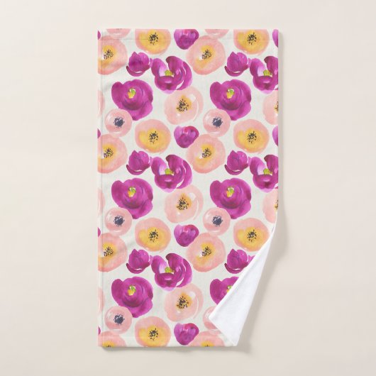 Aquarell-botanisches Muster Badhandtuch Set (Handtuch)