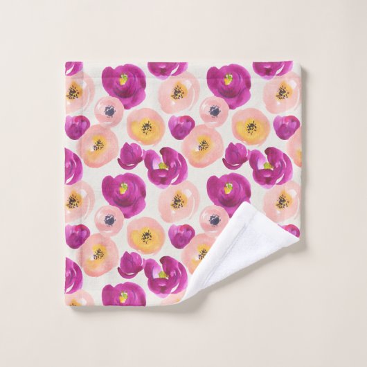 Aquarell-botanisches Muster Badhandtuch Set (Waschlappen)