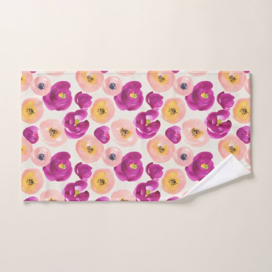 Aquarell-botanisches Muster Badhandtuch Set (Handtuch)