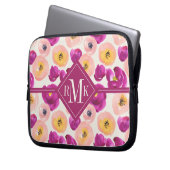 Aquarell-botanisches Muster des Monogramm-| Laptopschutzhülle (Vorderseite Links)