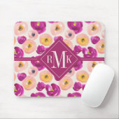 Aquarell-botanisches Muster des Monogramm-| Mousepad (Mit Mouse)