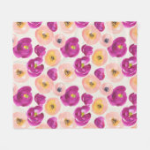 Aquarell-botanisches Muster Fleecedecke (Vorderseite (Horizontal))