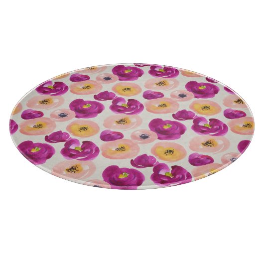 Aquarell-botanisches Muster Schneidebrett (Ecke)