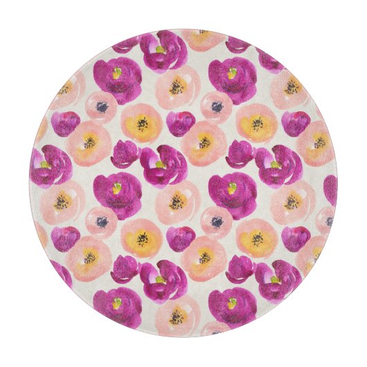 Aquarell-botanisches Muster Schneidebrett (Vorderseite)