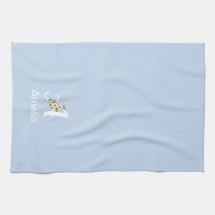 Aquarell botanisches schwarzes Initial-Monogramm b Geschirrtuch