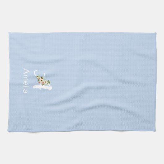 Aquarell botanisches schwarzes Initial-Monogramm b Geschirrtuch (Horizontal)