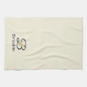 Aquarell botanisches schwarzes Initialmonogramm Geschirrtuch (Horizontal)