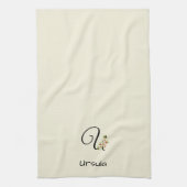 Aquarell botanisches schwarzes Initialmonogramm Geschirrtuch (Vertikal)