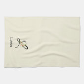 Aquarell botanisches schwarzes Initialmonogramm Geschirrtuch (Horizontal)