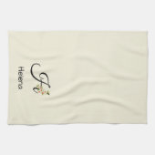 Aquarell botanisches schwarzes Initialmonogramm Geschirrtuch (Horizontal)