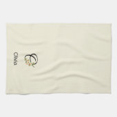 Aquarell botanisches schwarzes Initialmonogramm Geschirrtuch (Horizontal)
