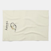 Aquarell botanisches schwarzes Initialmonogramm Geschirrtuch (Horizontal)