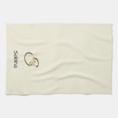 Aquarell botanisches schwarzes Initialmonogramm Geschirrtuch (Horizontal)