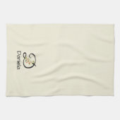 Aquarell botanisches schwarzes Initialmonogramm Geschirrtuch (Horizontal)