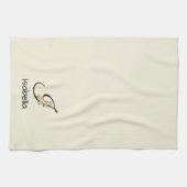 Aquarell botanisches schwarzes Initialmonogramm Geschirrtuch (Horizontal)