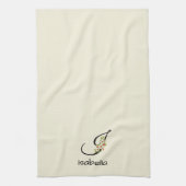 Aquarell botanisches schwarzes Initialmonogramm Geschirrtuch (Vertikal)
