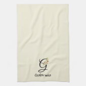 Aquarell botanisches schwarzes Initialmonogramm Geschirrtuch (Vertikal)