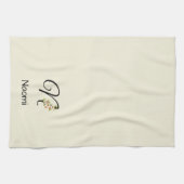Aquarell botanisches schwarzes Initialmonogramm Geschirrtuch (Horizontal)