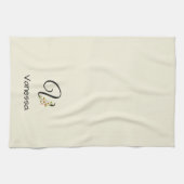 Aquarell botanisches schwarzes Initialmonogramm Geschirrtuch (Horizontal)