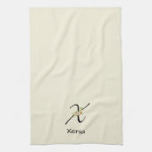 Aquarell botanisches schwarzes Initialmonogramm Geschirrtuch (Vertikal)