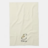 Aquarell botanisches schwarzes Initialmonogramm Geschirrtuch (Vertikal)