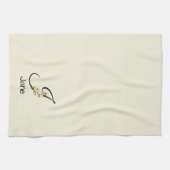 Aquarell botanisches schwarzes Initialmonogramm Geschirrtuch (Horizontal)