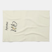 Aquarell botanisches schwarzes Initialmonogramm Geschirrtuch (Horizontal)