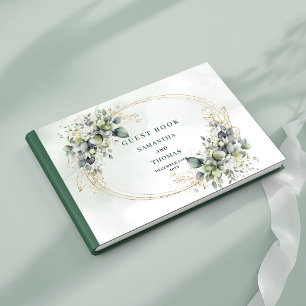 Aquarell Botanisches Staubgrün Hochzeitsgästebuch Gästebuch