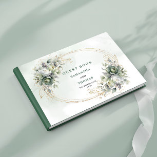 Aquarell Botanisches Staubgrün Hochzeitsgästebuch Gästebuch