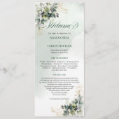 Aquarell Botanisches Staubgrün Hochzeitsprogramm Programm (Vorderseite)