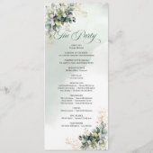 Aquarell Botanisches Staubgrün Hochzeitsprogramm Programm (Rückseite)