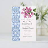 Aquarell Bougainvillea Brautparty Einladung (Stehend Vorderseite)
