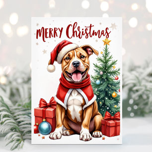 Aquarell-Boxer-Hund-Weihnachtskarte Feiertagskarte