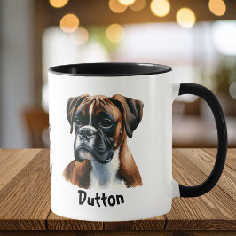 Aquarell-Boxer-Kaffee-Braun Personalisieren Tasse