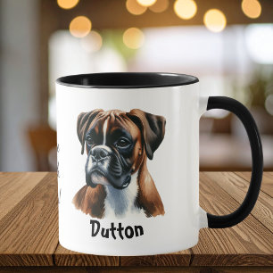Aquarell-Boxer-Kaffee-Braun Personalisieren Tasse