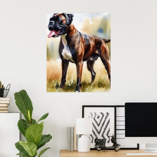 Aquarell-Boxerhund Poster (Heimbüro)