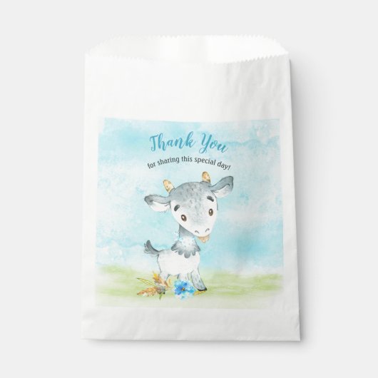 Aquarell Boy Goat Farm Vielen Dank Geschenktütchen (Vorderseite)