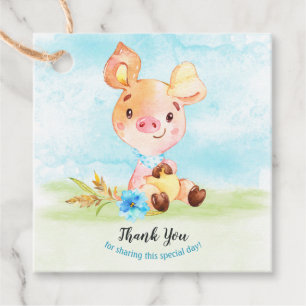 Aquarell Boy Piggy Baby Showfarm Vielen Dank Geschenkanhänger