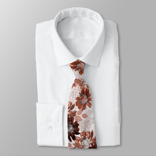 Aquarell braun graues Blumenmuster. Krawatte (Gebunden)