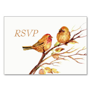 Aquarell Braun Rote Vögel RSVP Tischnummer