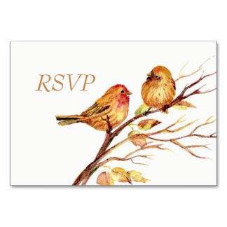 Aquarell Braun Rote Vögel RSVP Tischnummer